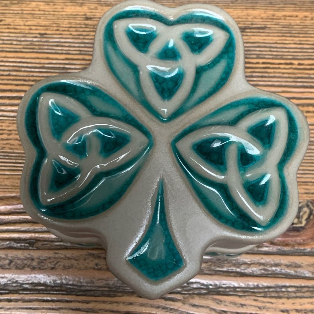 Celtic Knot Green and Gray Ceramic Art By ENESCO